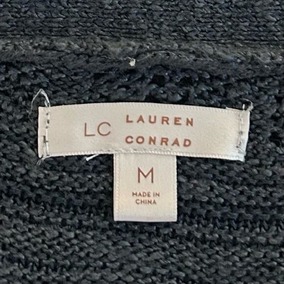 LC Lauren Conrad Pointelle Open-Front Long Cardigan in Deep Sapphire. Size M. - Picture 6 of 9